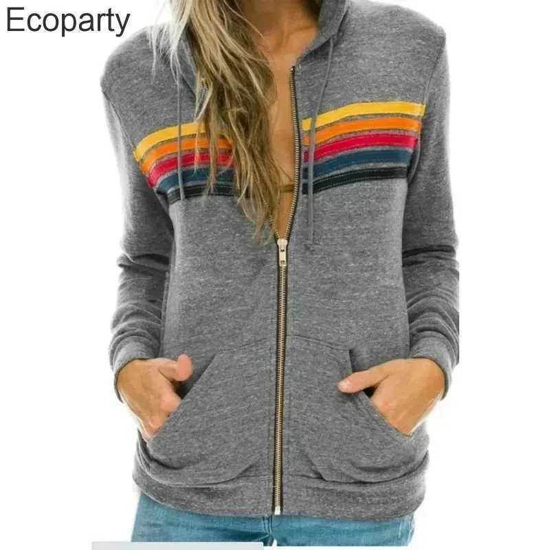 autumn unisex pilot long sleeved hooded sweatshirt casual zipper 5 rainbow hooded sweatshirt jacket M250425