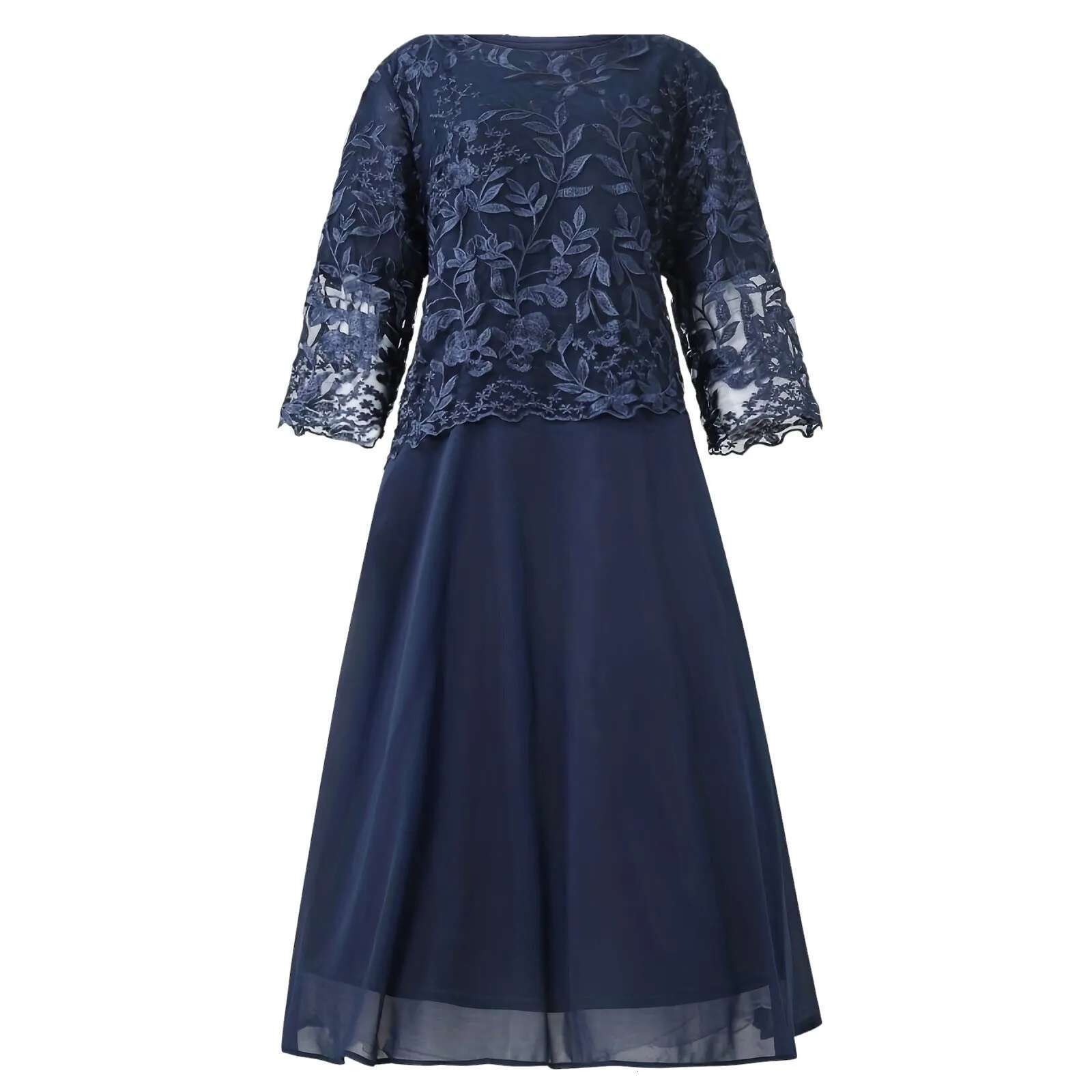 Dongdumaoyi Plus Size Long Dresses Women Clothing Summer Embroidery Fake Two Piece Elegant Party Dress For Wedding Guest Church