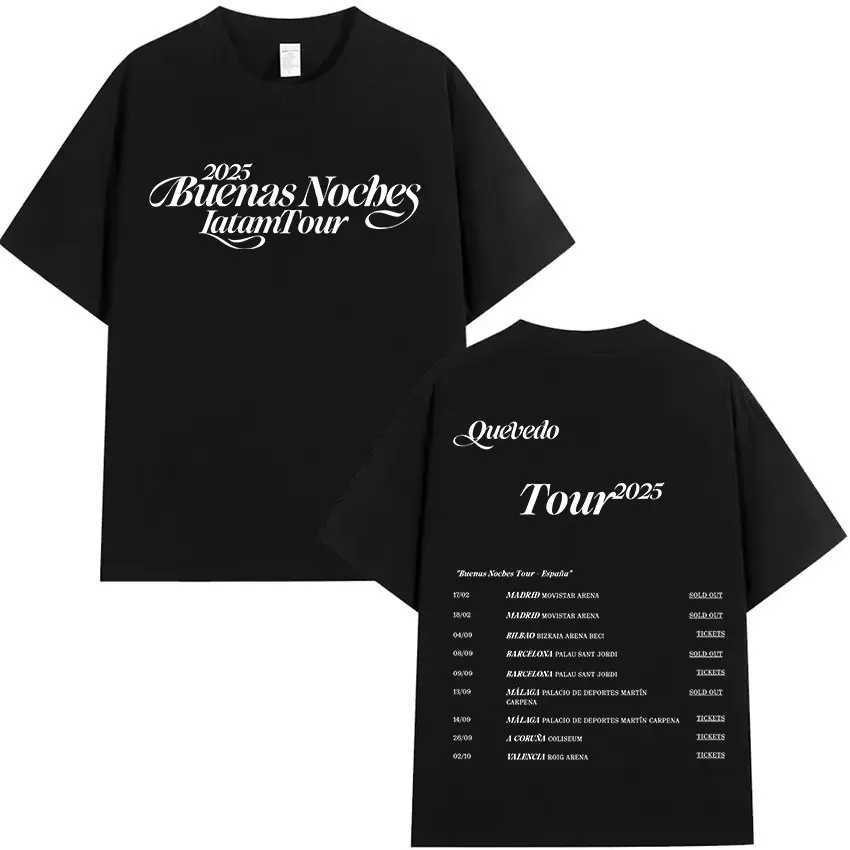 Rap singer QUEVEDO tour 2024 graphic T-shirt mens retro high-quality fashion T-shirt mens retro oversized cotton T-shirt streetwear W250425