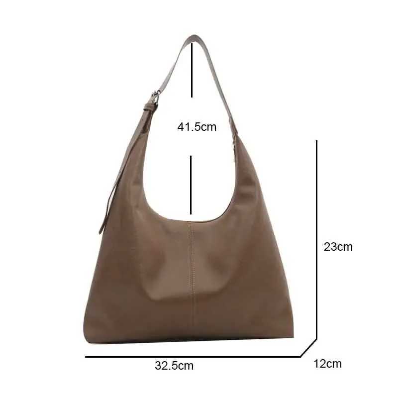 Fashion Korean version large capacity single horizontal bag womens handbag simple casual Communicating PU leather shoulder bag W250425