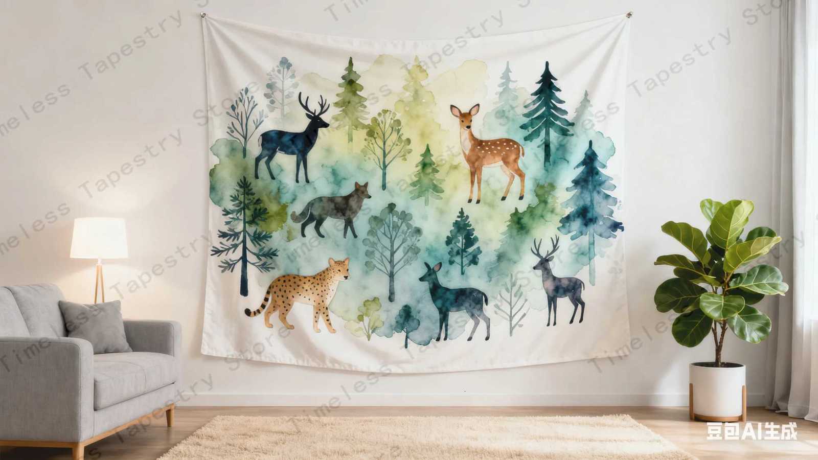 Jungle Animal Tapestry with Giraffe Panther Design Bring Comfort to Your Home Ideal for Cosy Autumn and Winter SeasonsM251125