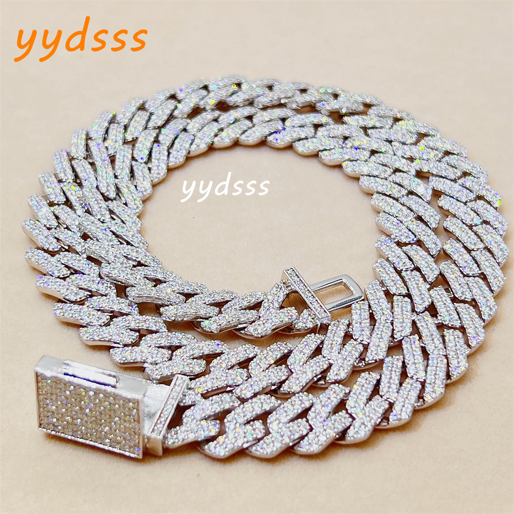 2022 Best Selling 12mm 2 Row Iced Out Flawless Moissanite Diamond Miami Cuban Link Chain