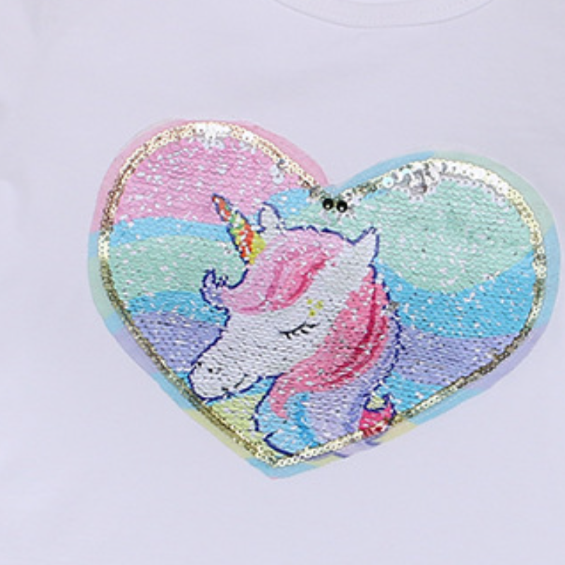 Disney baby designer clothing short-sleeved T-shirt color-changing sequin short-sleeved cotton T summer children's clothing baby girl' casua