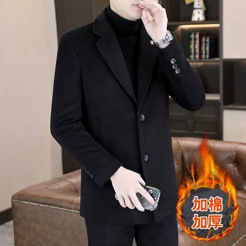 Autumn Korean Version Mens Woolen Jacket Medium Length Casual Business Trench Coat Wool Blends Social Streetwear Overcoat 4XLT251125