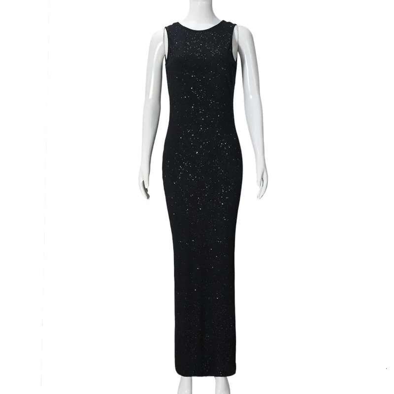 Dongdumaoyi Townlike Slim Bodycon Maxi Long Dress Women Spring Summer Knitted Hot Silver Sparkle Glitter Sexy Party Dresses