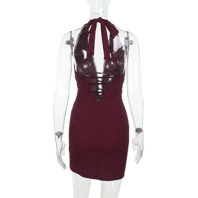Dongdumaoyi Townlike Embroidery Slim Bodycon Dress Women Halter Mini Spring Summer Deep V Neck Nightclub Sexy Party Dresses