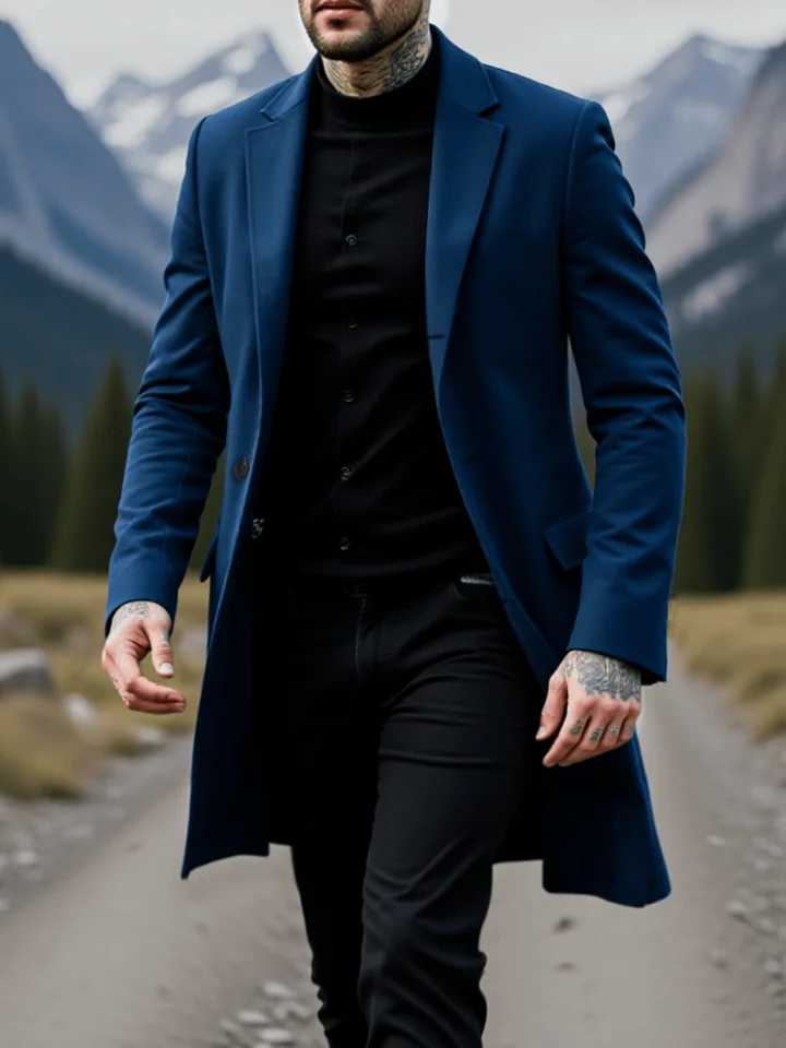Single-Breasted Thickened Wool Overcoat for Autumn/Winter Classic Tailoring with Modern Minimalist Design Casual Commute WarmthT251125