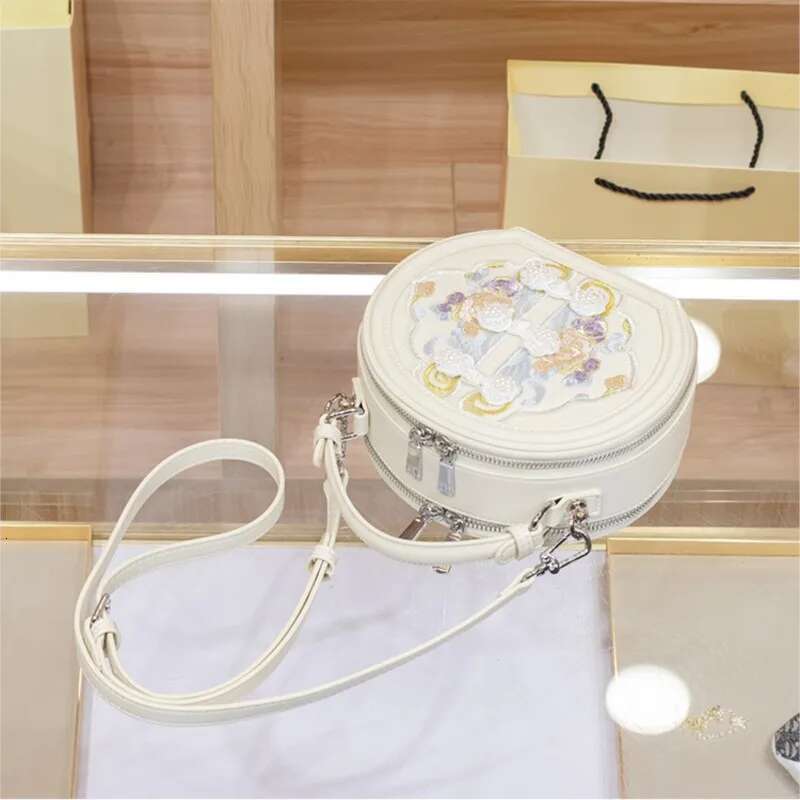 Women's Handbag, Light Women's 2024 New High-End Embroidered Round Cake Bag, Single Shoulder Crossbody Small
