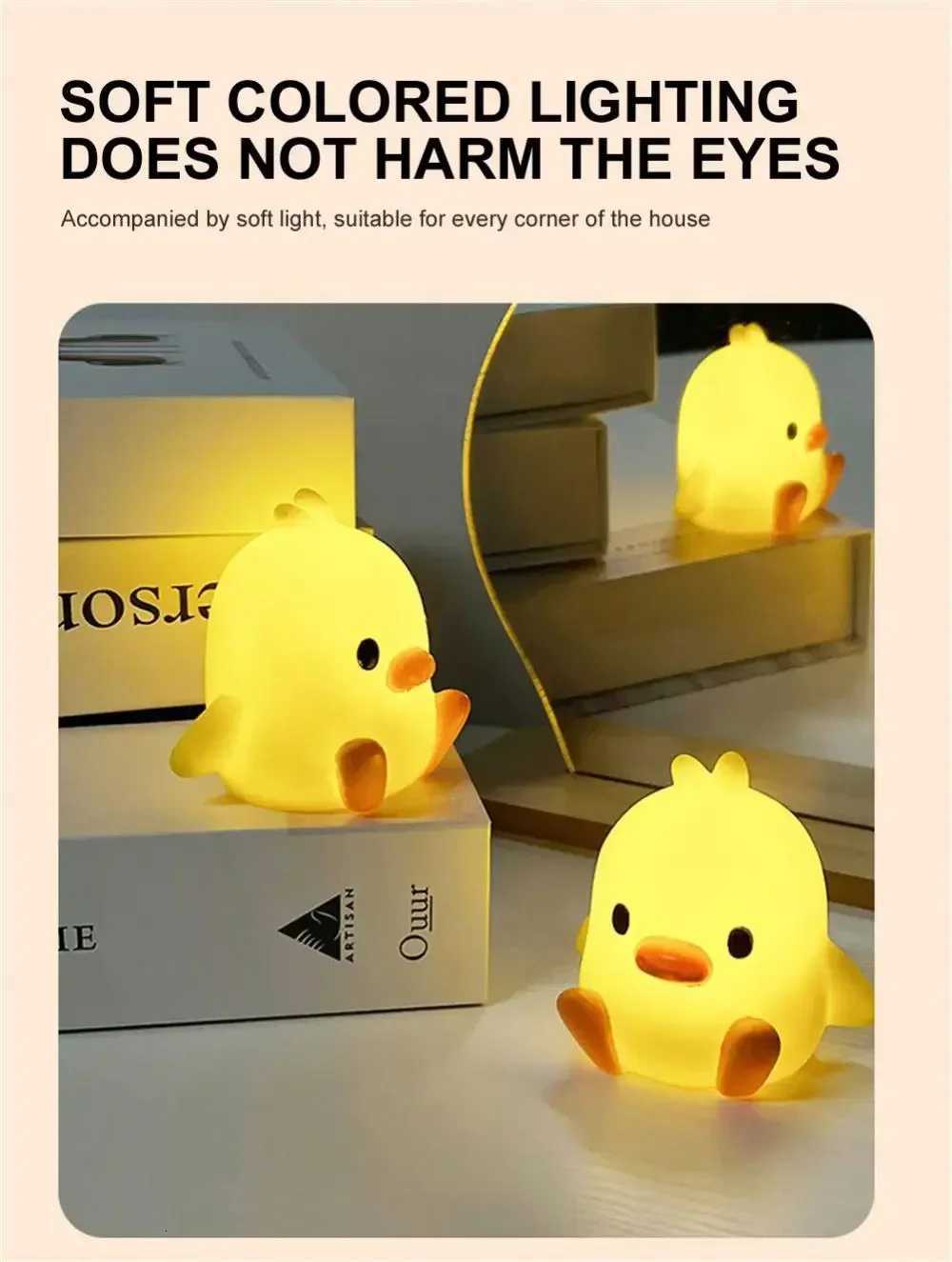 Creative LED Yellow Duck Desktop Desk Lamp with Soft Light and Atmosphere Bedroom Bedhead Night Light Mini Sleep LightM251125