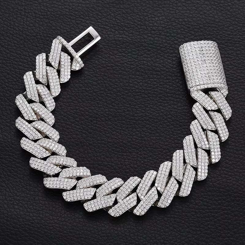 Hot Sale 6mm 8mm 10mm Pass Diamond Tester 925 Sterling Silver Hip Hop Iced Out Vvs Moissanite Diamond Cuban Link Chain 14K Gold