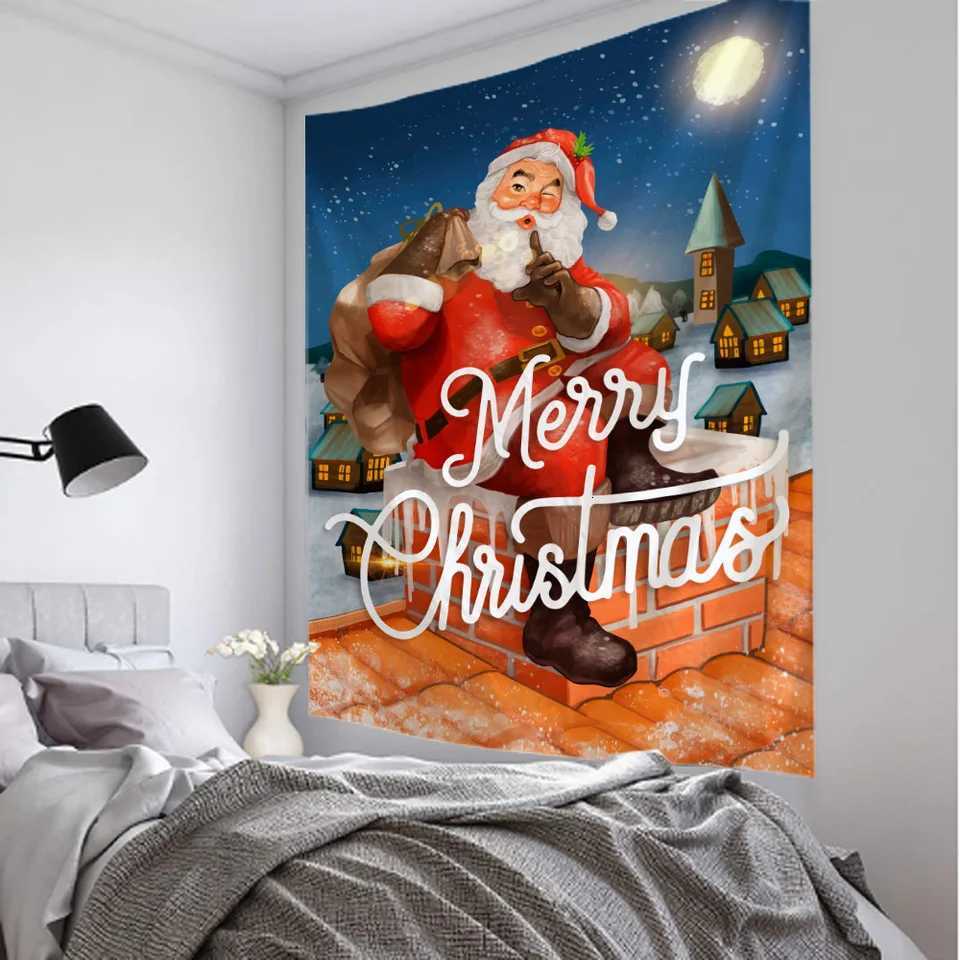 VIKAMA Christmas-Themed Tapestry Santa Claus Gift Delivery Design Living Room Bedroom BB Holiday Atmosphere DecorM251125