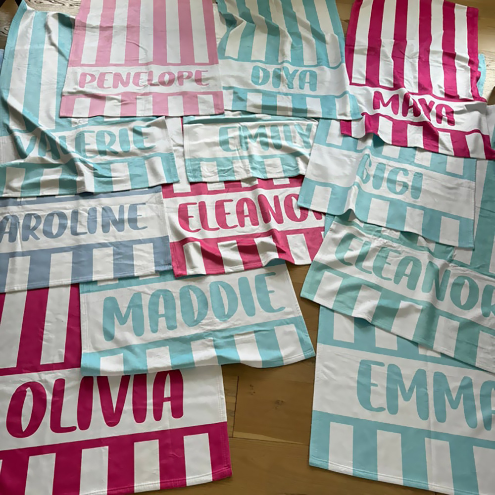 Towel Personalized Beach Towels Palm Tree Striped Girls Trip Custom With Name Kids Pool Party Family Vacation