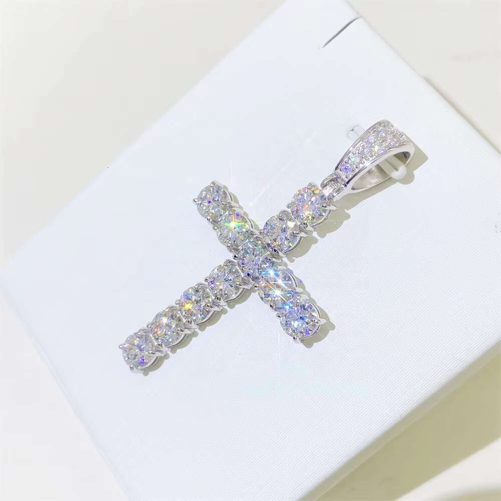 925 Sterling Silver Real Diamond Lab Moissanite Custom Cross Hip Hop Jewelry Ice Out Pendant