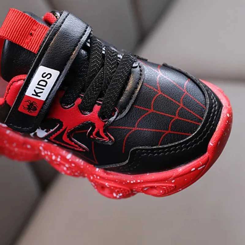 Cartoon Led Light Up Childrens Shoes Sneaker 1-6 Year Old Boys Girls Spring Autumn Casual Red Black Pu Leather ShoeW251125 XJ260303