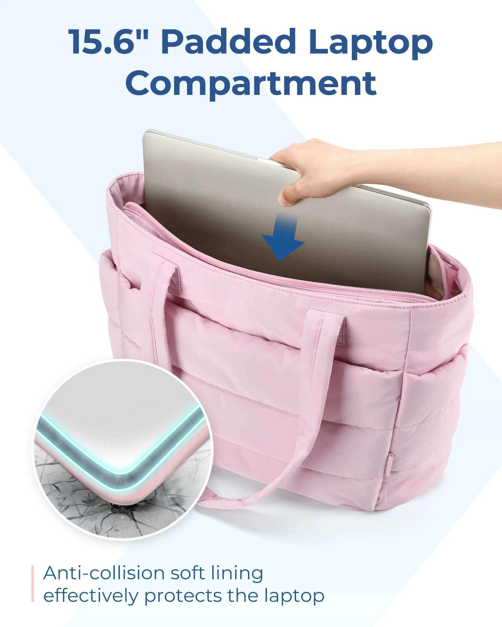 BAGSMART Women's Solid Color Tote Commuting College Padded Shoulder Bag Leisure Simple Female Handbags for Travel