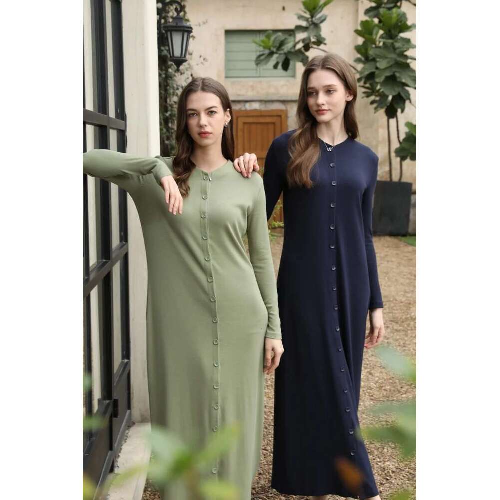 AS 2025 Summer Woman Comfortable Ribbing Maxi Button Dress Lady Clothes