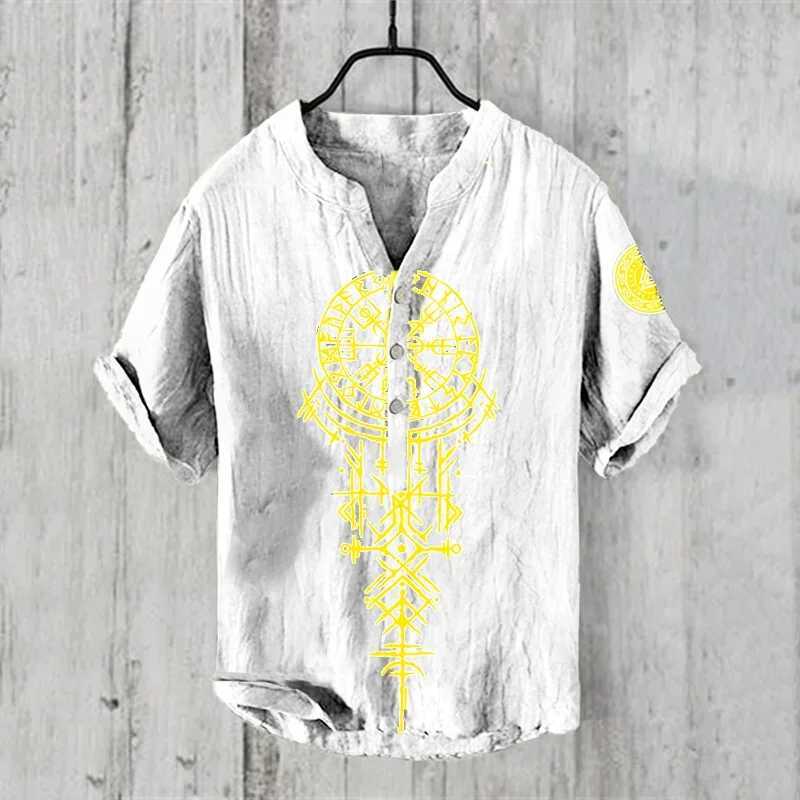 Spring and summer mens and womens shirts stand alone casual Hawaiian style shirt mens top 100% linen new hot selling W250425