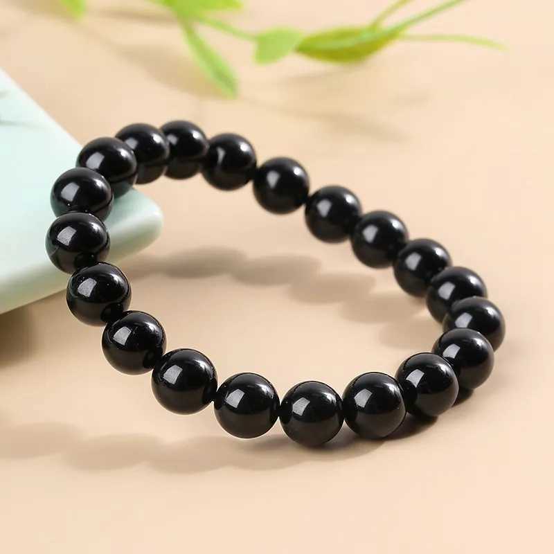 JD Natural Stone 7A Black Tourmaline Bead Bracelets Women Healing Crystals Chakra Yoga Meditation Jewelry Schorl Strand Bangles J251125