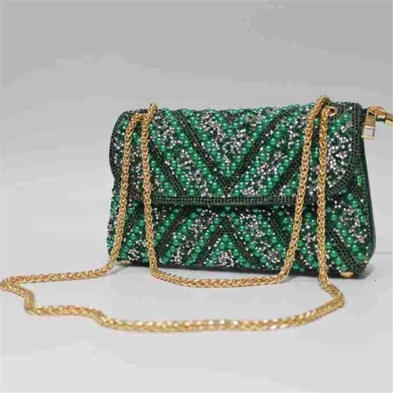 Spring and summer new color crystal banquet dress clutch one-shoulder cross-body chain armpit customized women's bag