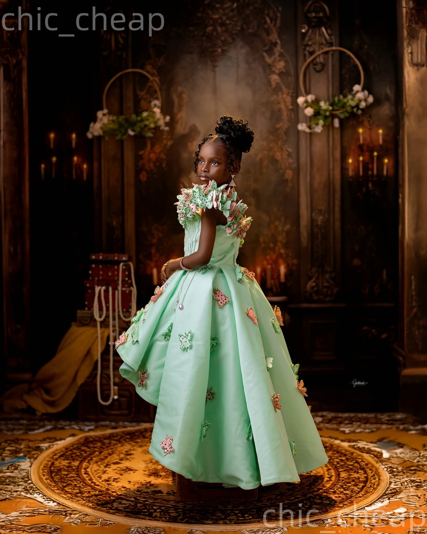 2026 Mint A-line Flower Girl Dresses Crystals Flowers Hi-Lo Satin Sheer Neck Little Girl Christmas Peageant Birthday Christening Tutu Dress Gowns ZJ42