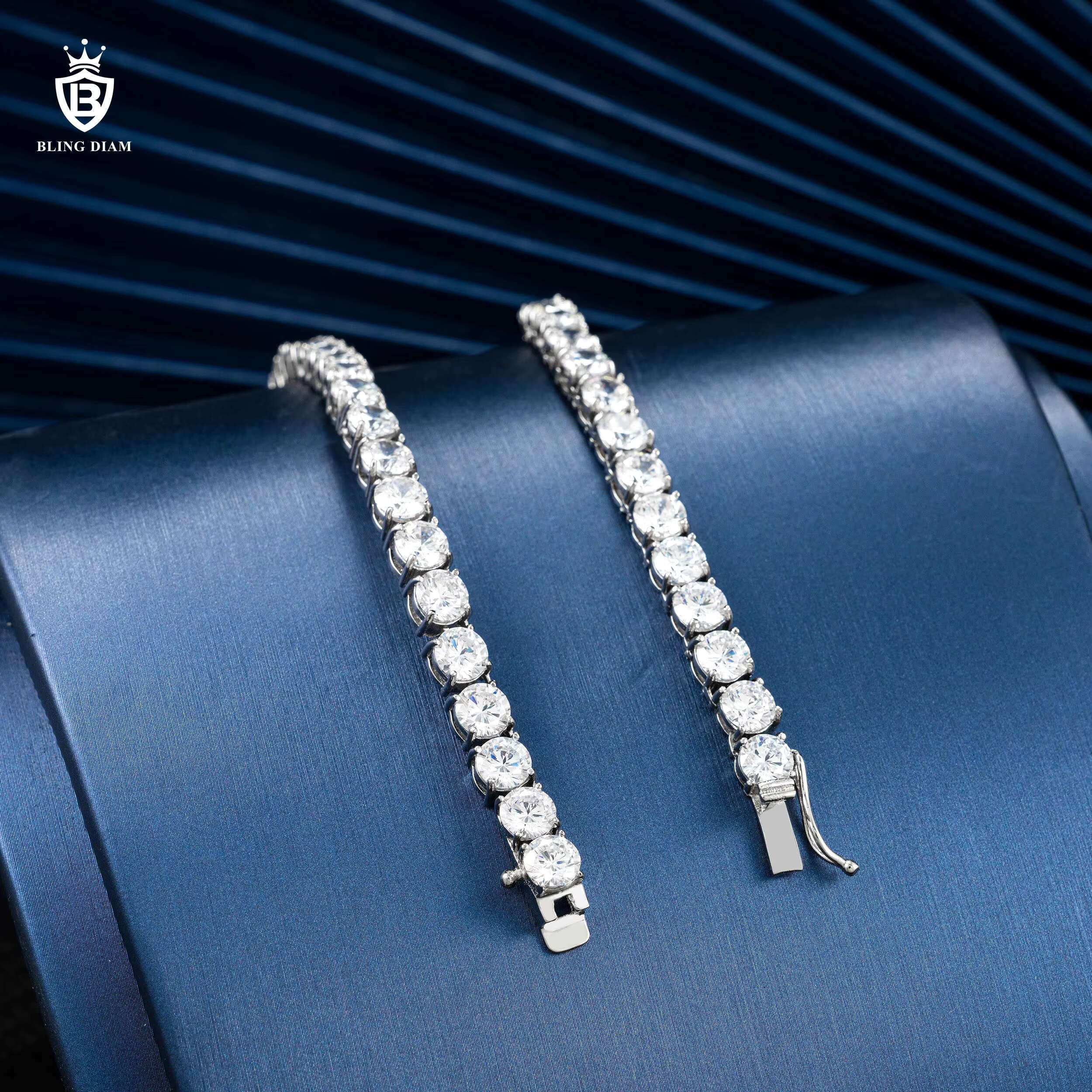 Wholesale Price Custom Hip Hop Jewelry 6mm Cubic Moissaniteia Tennis Bracelet Necklace 316 Stainless Steel Tennis Chain