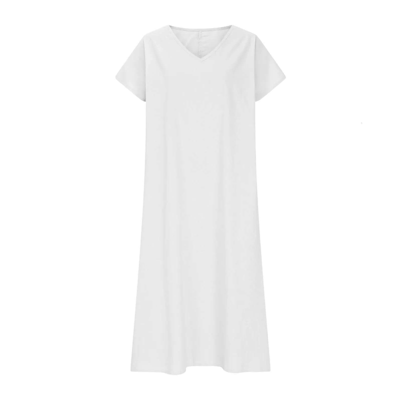 Dongdumaoyi Women Summer V Neck Vintage Print Bohemian Long Dresses Short Sleeve Holiday Pullover Beach A Line Dress Vacation Outfits