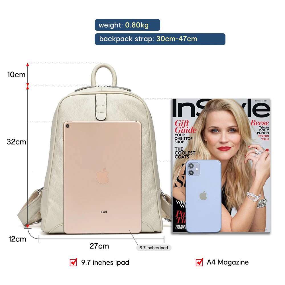 Zency 100% Genuine Leather Women Stylish Backpack Casual Travel Back Pack Bag Preppy Style Schoolbag Laptop Knapsack Bronze Colo