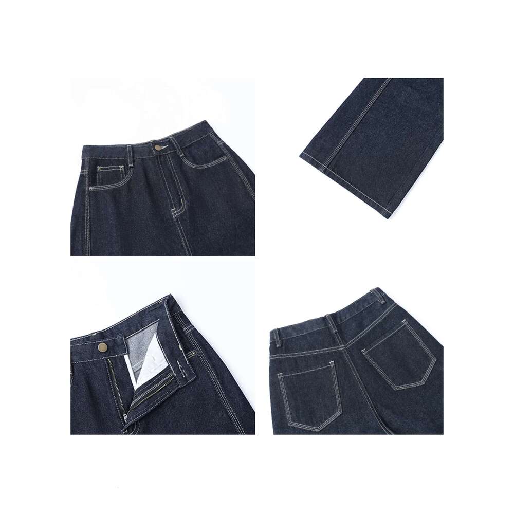 CHIC VEN Women Denim Pants Loose Casual High Waisted Straight Jeans Female Wide Leg Trousers Oversize Autumn Winter 2024
