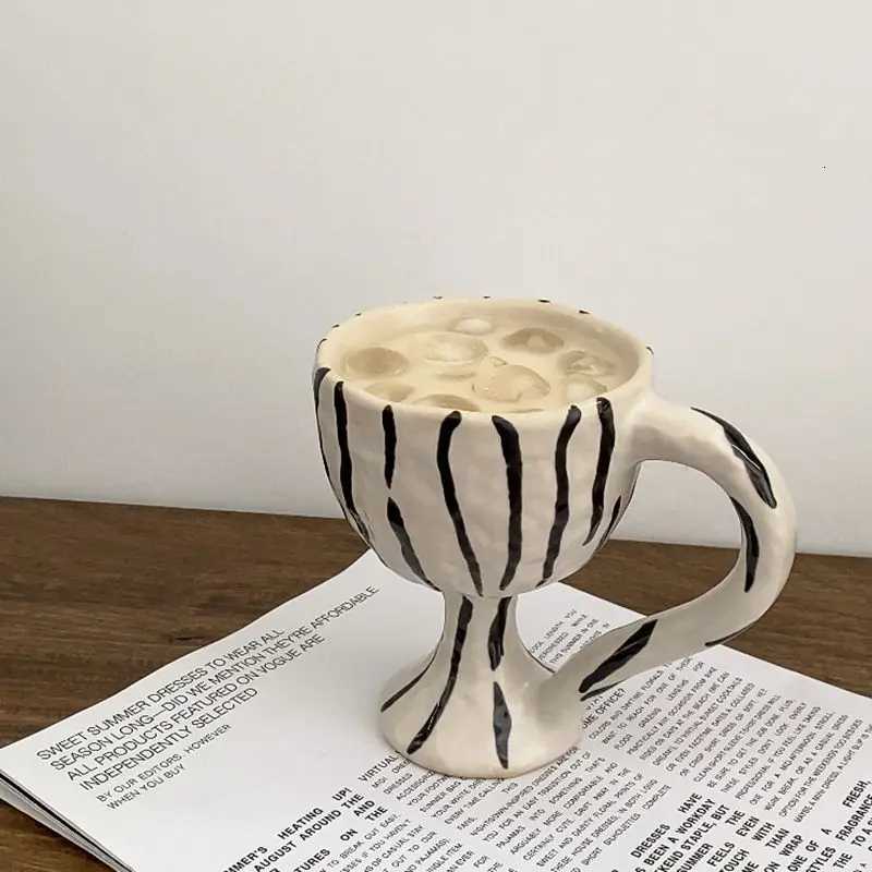 Handheld Irregular Shaped Cup Leopard Pattern High Foot Champagne Grape Red Wine Juice Couple Cup Home Birthday Gift Y251125