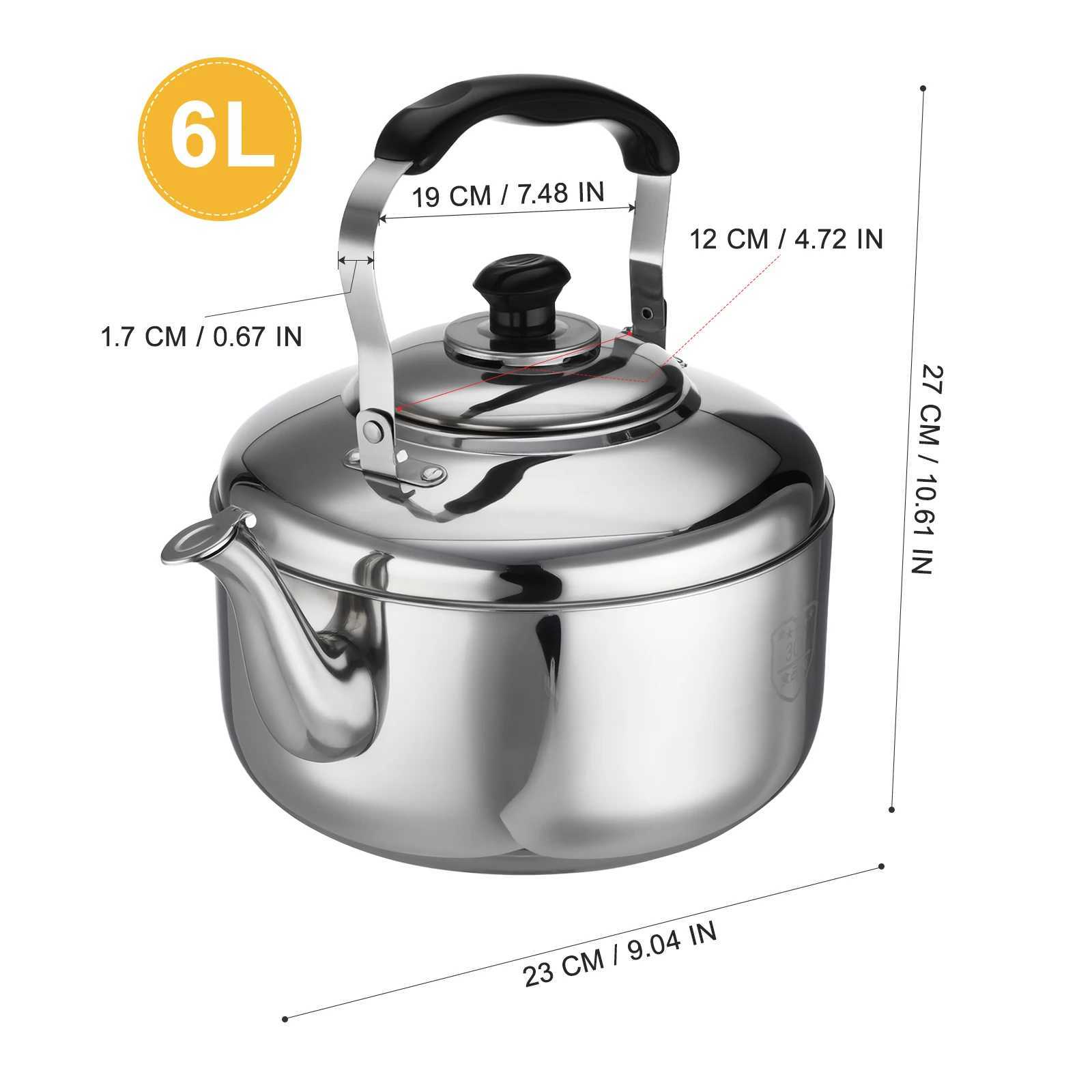 Large Diameter Spout 304 Stainless Steel Water Kettle Tea Kettle Stovetop Water Boiler Whistling Kettle Water Heating Kettle C251125