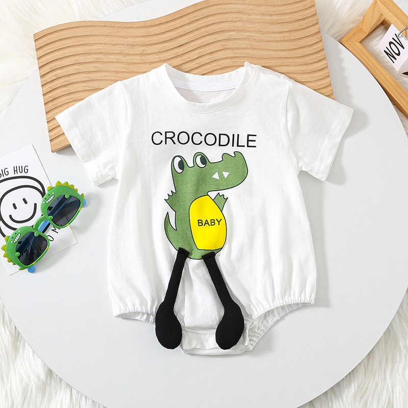 Baby clothes jumpsuit summer stylish Korean version for boys and girls summer short sleeved crawling clothes