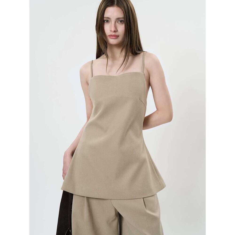 Spring Women's Casual Solid Color Slim Fit Backless Camisole Vest