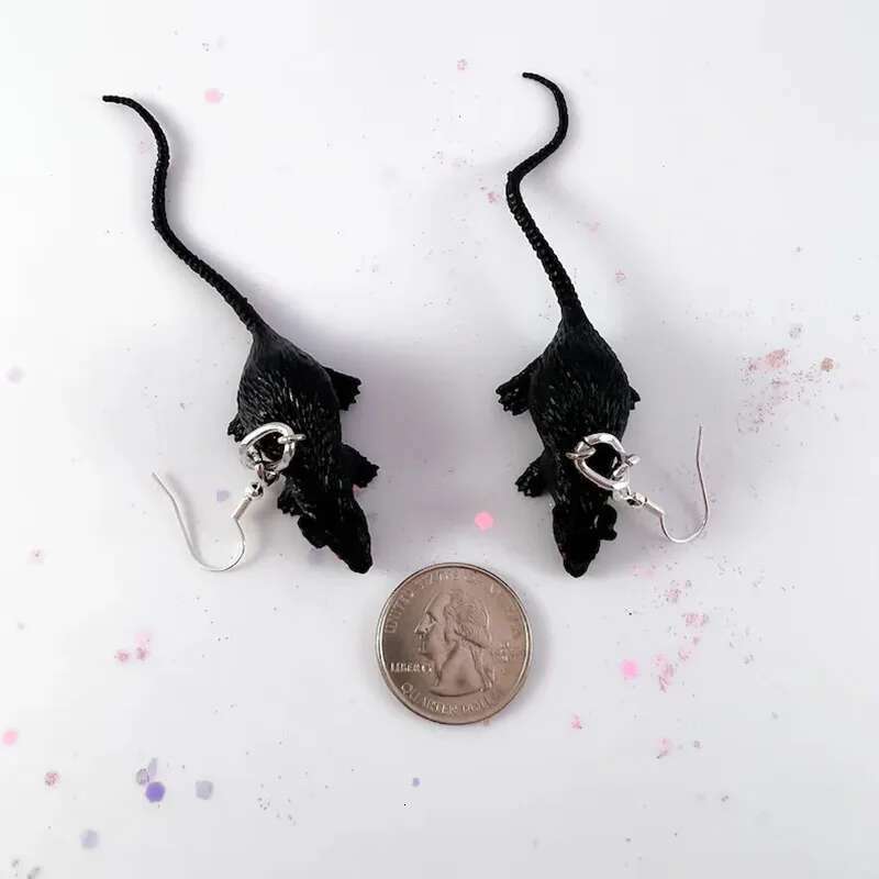 Rats Black Dangle Earrings Halloween Mice Goth Halloween Handmade Jewelry Unique