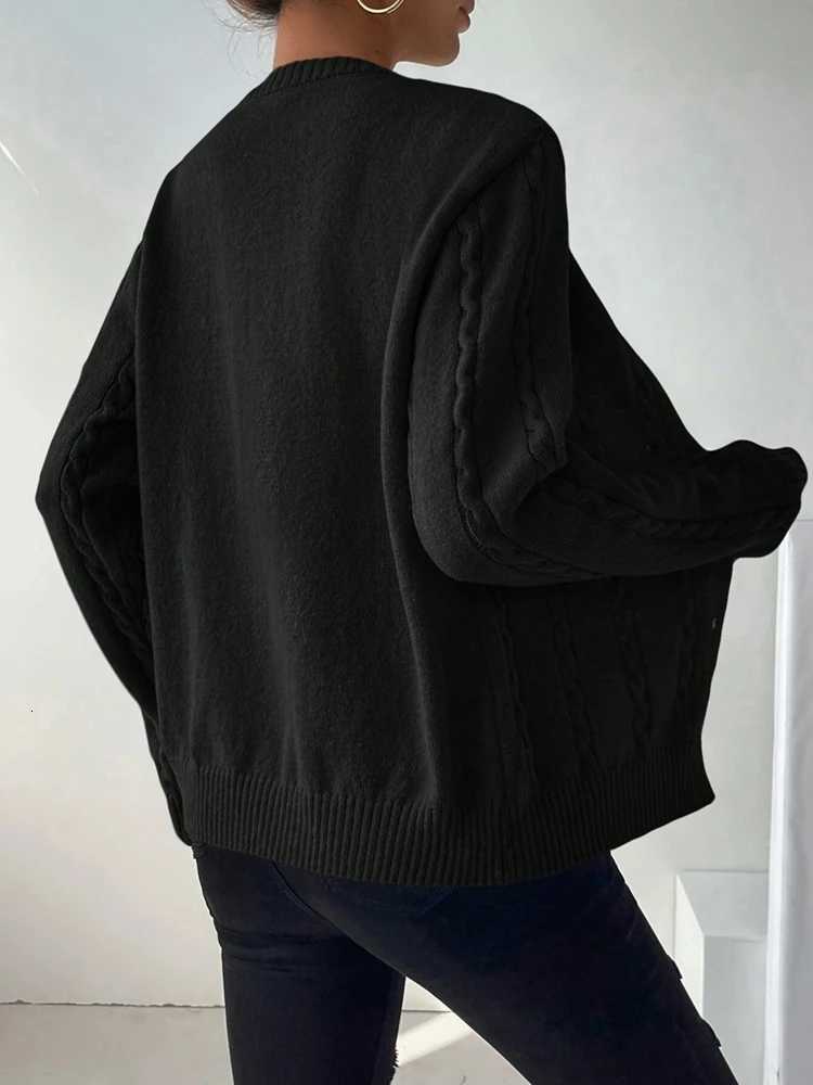 Womens Twist Knit Cardigan Sweater Open Front Button Style Warm Fashionable Autumn Winter Top Female OuterwearT251125