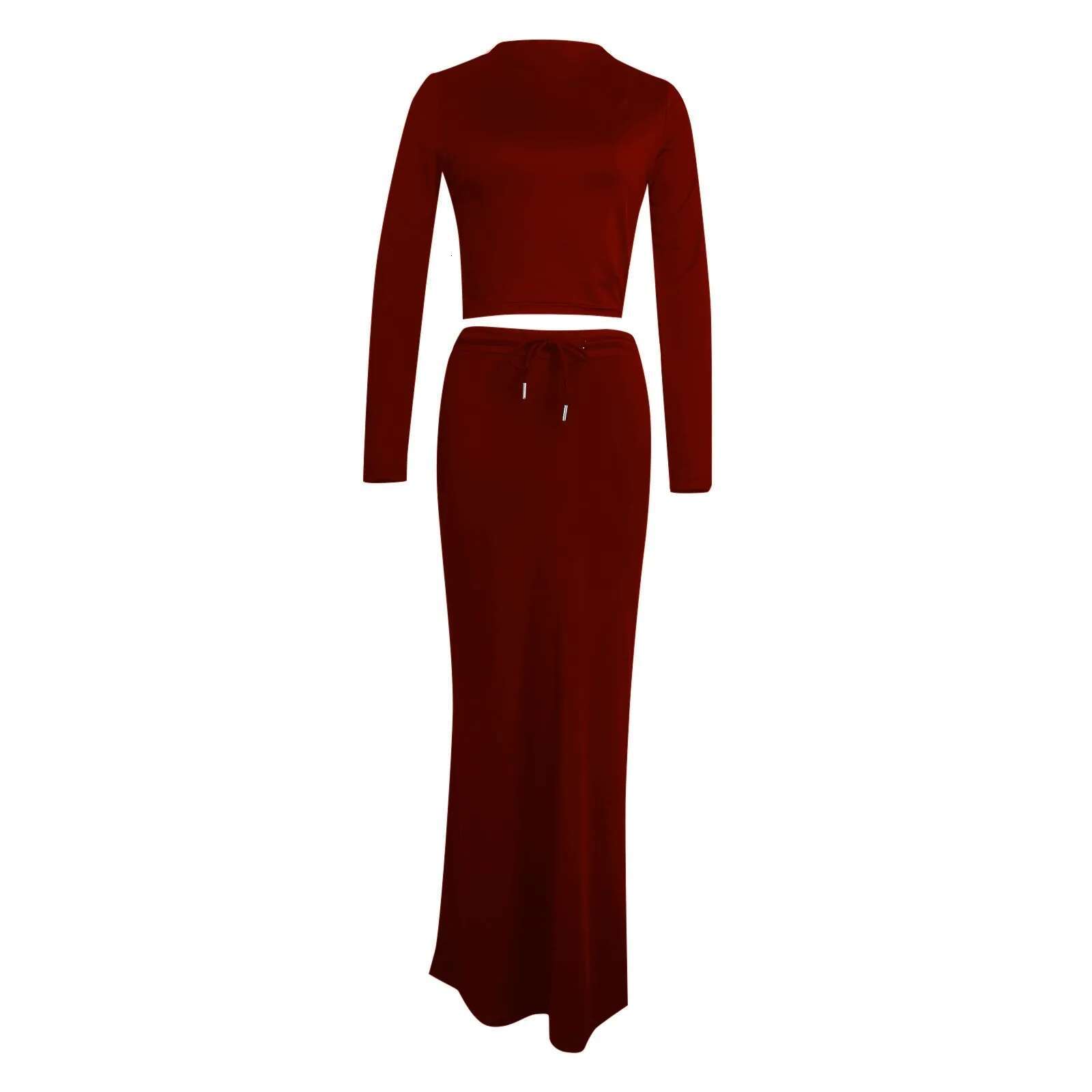 Dongdumaoyi Women Y K Piece Set Solid High Turtle Neckline Full Sleeve Slim Top Waist Skinny Long Skirt Sets Fall Sexy Suit