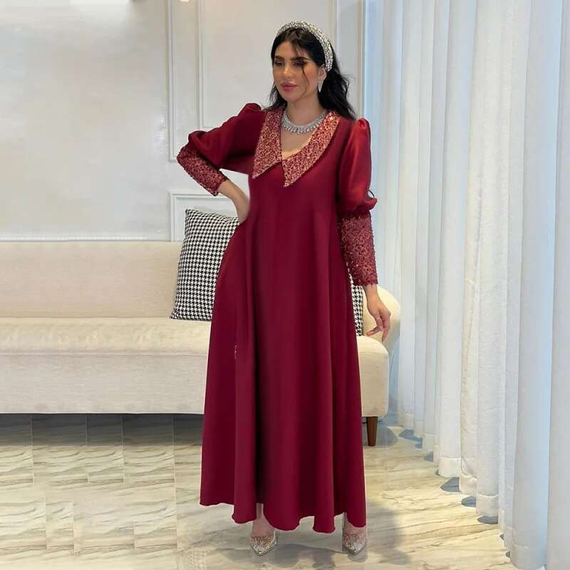 Dongdumaoyi Dubai Muslim Women S Wear Robe Fashionable Sequins Inserted Beads Stitching Middle East Maxi Dress W