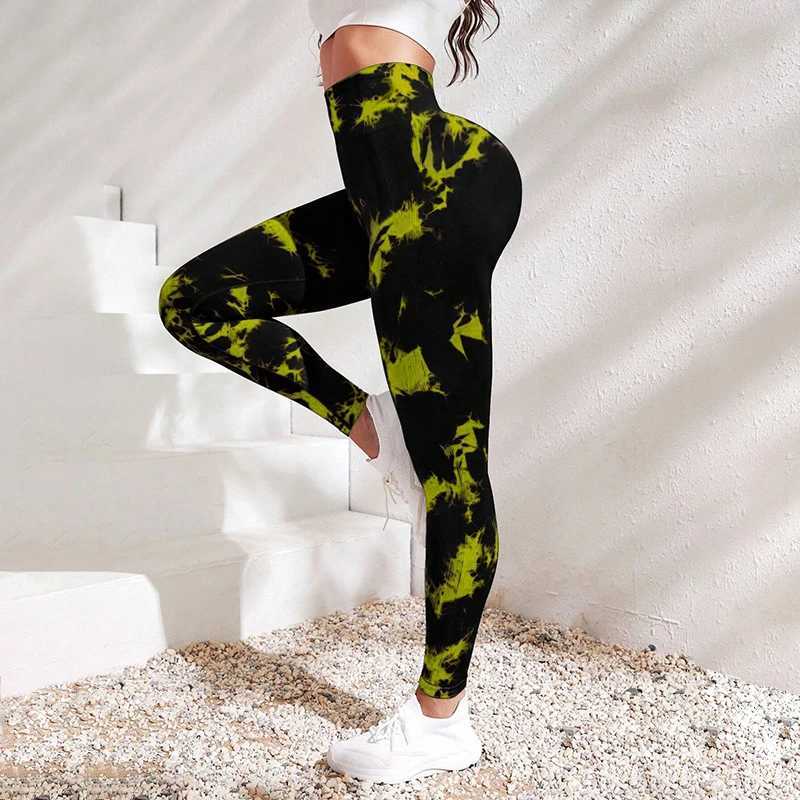 Tie dye sports seamless womens long legs high waist gym long legs yoga pantsC250425