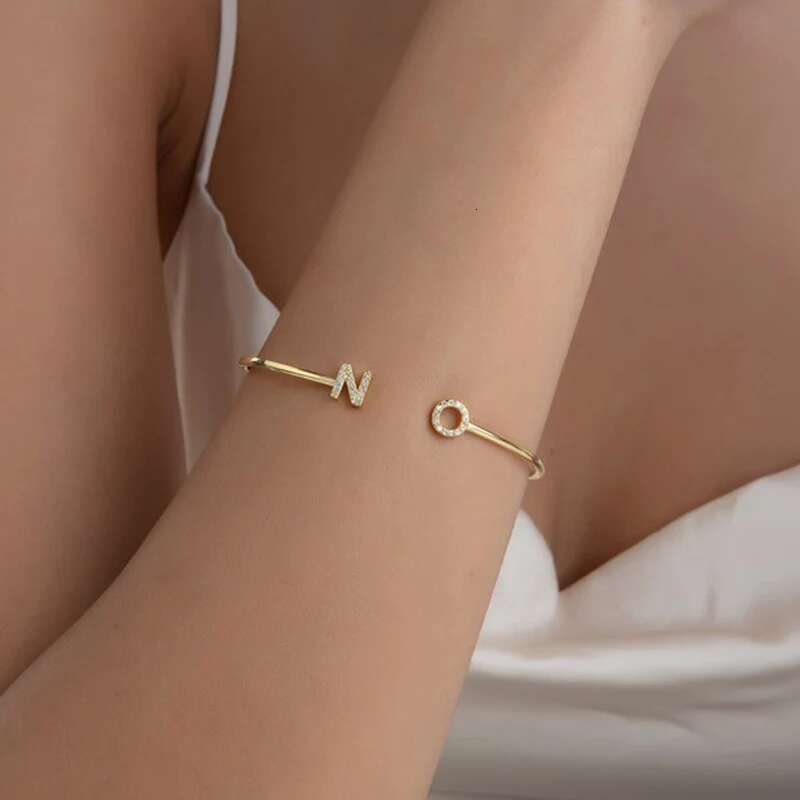 AI Zircon Bangles Personality Name Words Letters Custom Bracelet & Bangle Women Jewelry