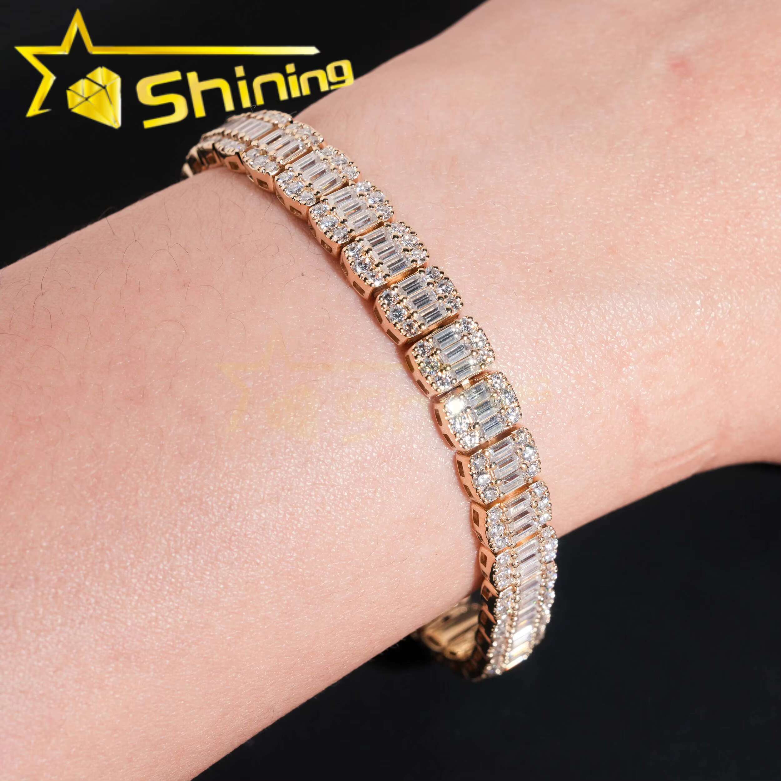 Custom Made Hip Hop Jewelry 8MM Cuban Link Chain 10K Real Gold VVS Moissanite Diamond Cuban Bracelet Men
