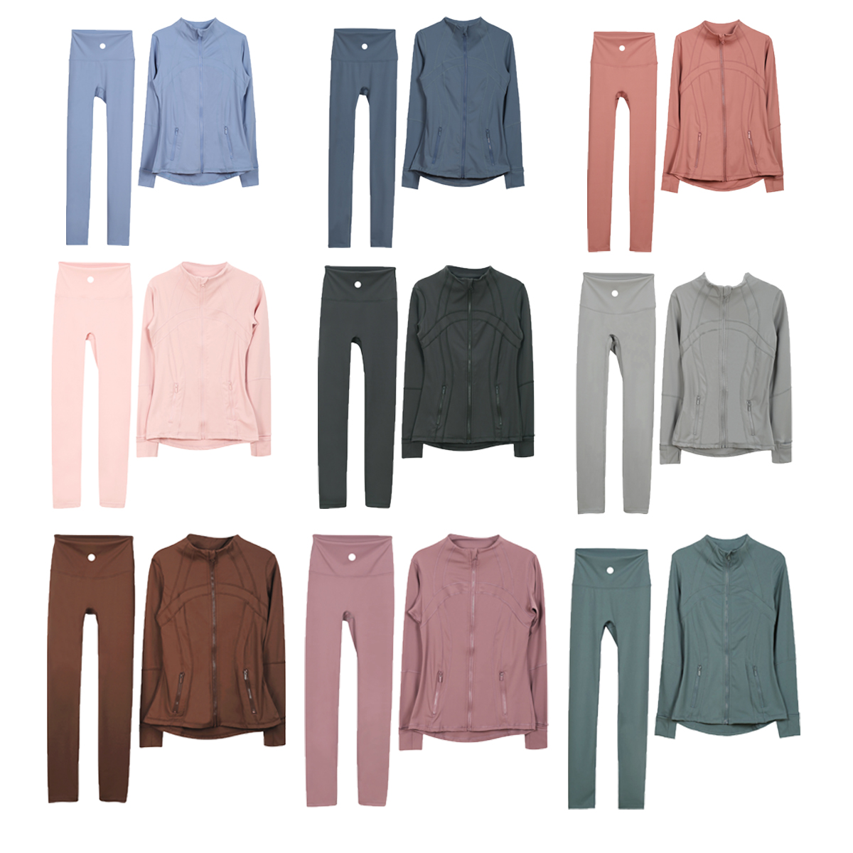 alosets ropa deportiva mujer gym sets womens elastic yoga clothing quick-drying fitness exercise running long-sleeved yoga wear Stand-up collar zipper aloskirt