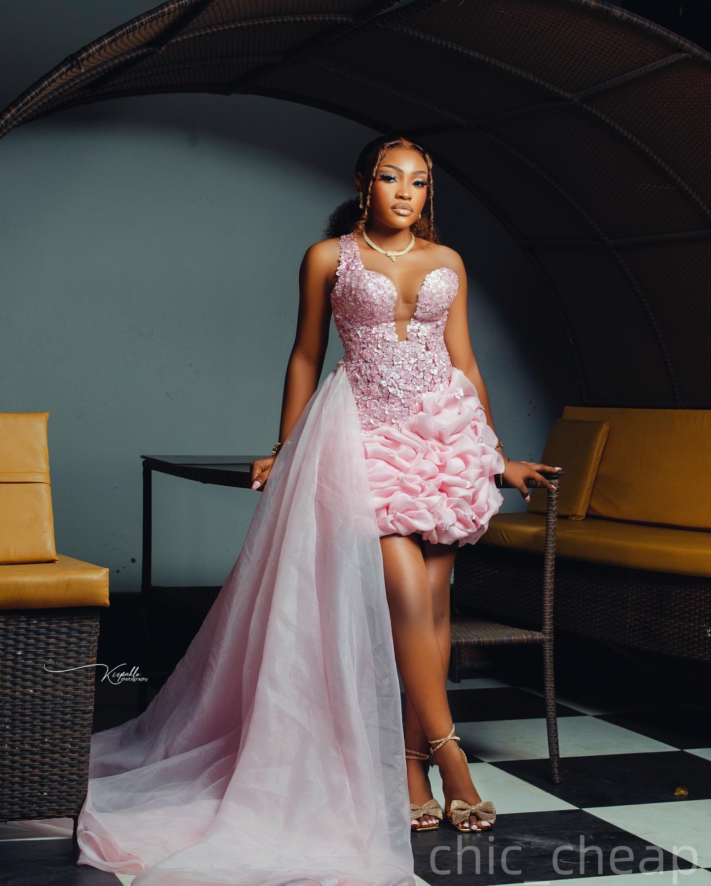 Pink Sheath Cocktail Dress One Shoulder Floral Lace Organza Short Mini Graduation Homecoming Dresses For Special Occasions Sweetheart Gowns