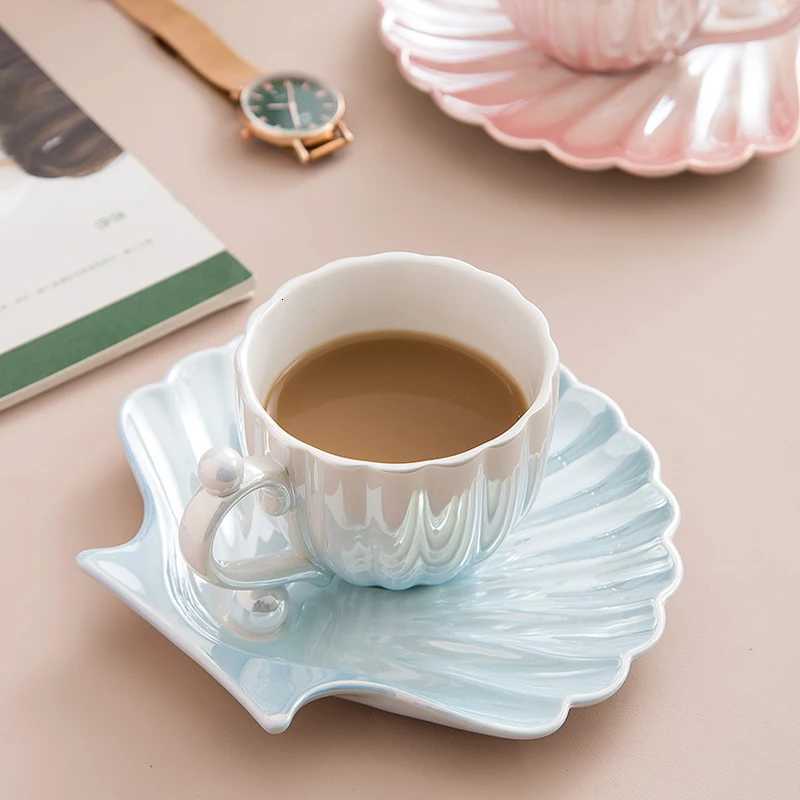 Pearl Shell Design Ceramics Mugs with Tray coffee mug Milk Tea office Cups Drinkware the Best birthday Gift for Friends Y251125