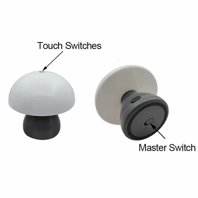 Mushroom Led Table Lamp Charging Touch Desk Coffee Bar Hotel Bedroom Decoration Nordic Creative Atmosphere Small Table LightM251125