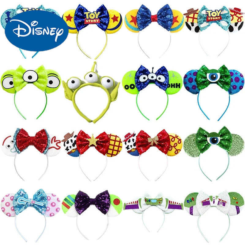 Disney Toy Story Headband Female Woody Girl Hair Pixar Glitter Bow Alien Head Wear Children Buzz Lightyear Hair Accessories X250425