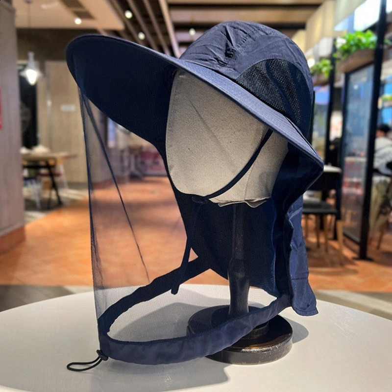 Summer Fishing Hat Outdoor Mosquito Insect Mesh Hat Fishing Climbing Hiking Hats Camping Sun Hats for Men Women 250424