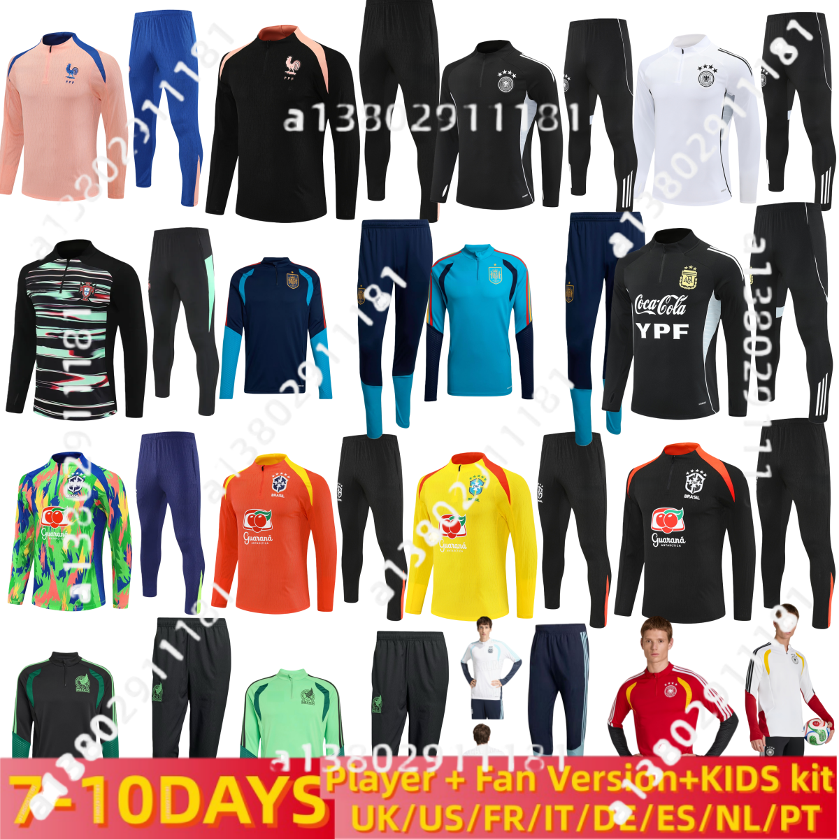 2026 World Cup soccer tracksuits for SpAines PortUgales GerManyes BraZil Mexicoes ArgentinaEs men's and children's 2526 football tracksuits football training