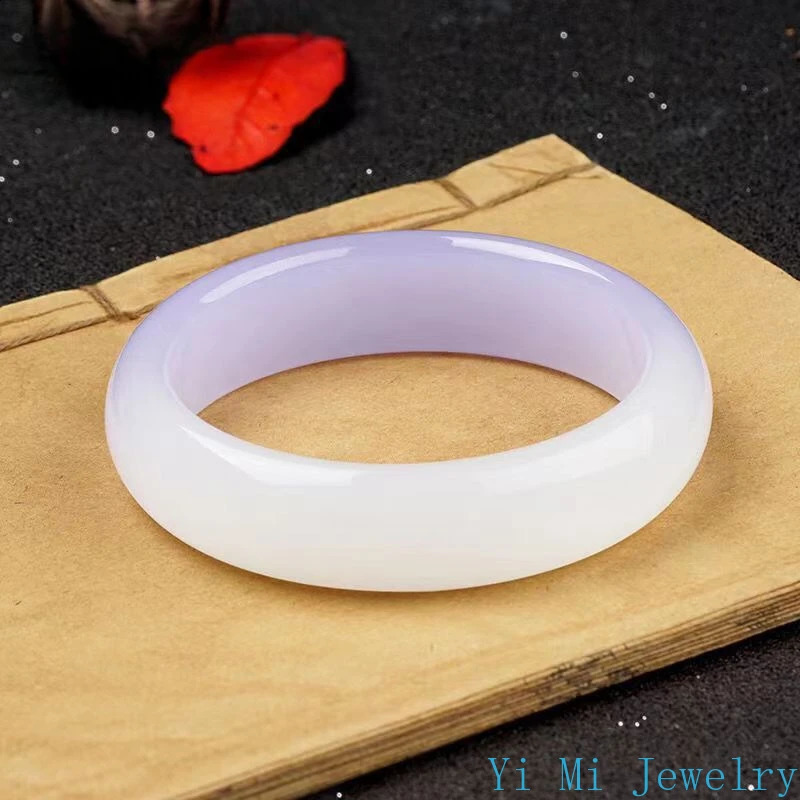 High Ice High Seed Water Violet Bracelet Half Purple Half White Jade Bracelet Female Violet Jade Bracelet Ladies Beauty Jewelry 250424