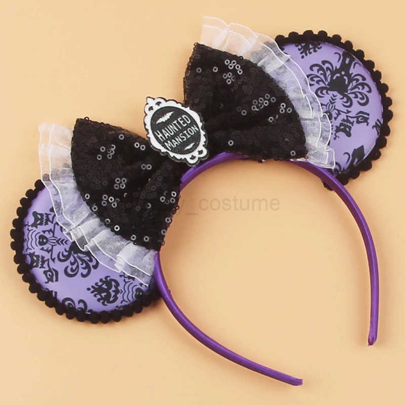 Disney Cartoon Disney Mickey Mouse Ear Headband Children Adult Festival Party Glitter 5 Bow Hair Baby Girl Party Hair Accessories X250425