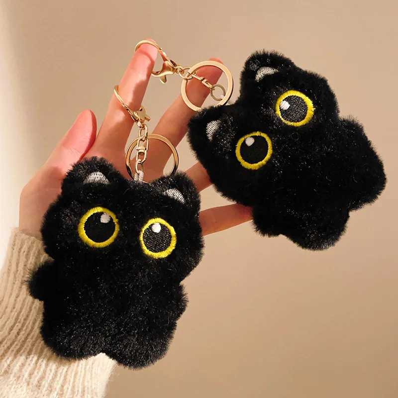 Cartoon Cute Black Cat Plush Keychain Squeaky Toy Squishy Bag Pendant Soft Stuffed Toy Ins Style Cuddly Cat Doll Boys Girls GiftXJ251125