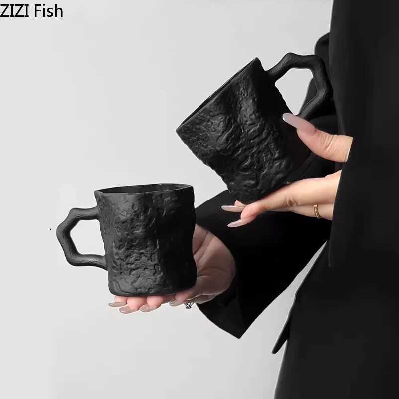 200ml Black Glass Mug Irregular Shaped Milk Cup Office Drinking Water Cup Household Goods Drinking Water Beverage Milk Cups Y251125